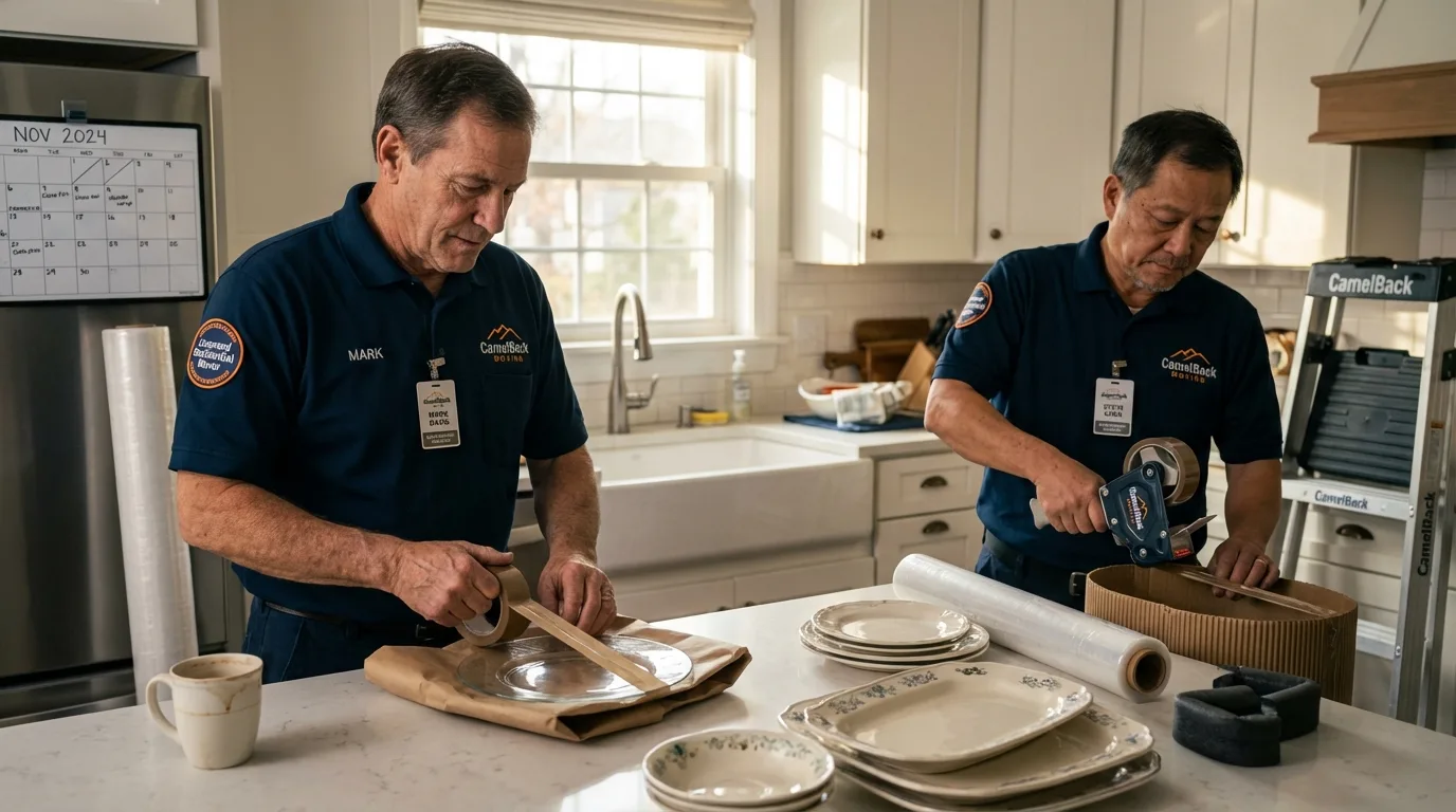 Professional crew packing kitchen dishware in Plummer, ID